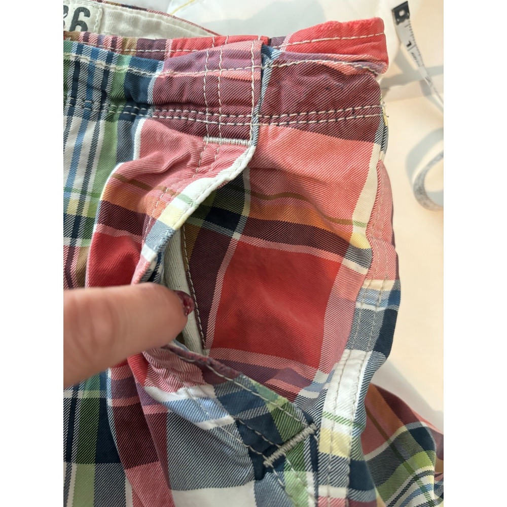 Abercrombie & Fitch Chino Shorts Mens 36 Multicolor 100% Cotton Plaid Button Fly - Picture 10 of 12